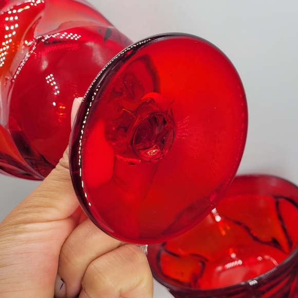 Two Fostoria Jamestown Sherbet Dish Amberina Glass Desert VTG Swirl Rubi Red - Picture 3 of 8
